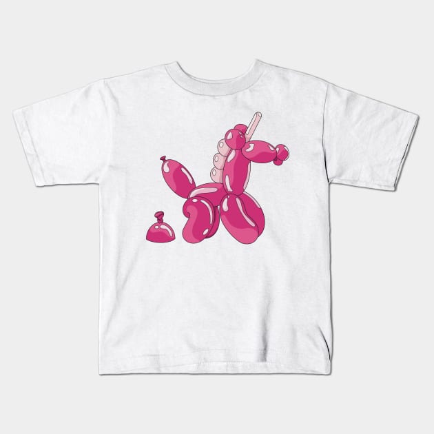 Bright pink balloon unicorn making a balloon unicorn poop... Kids T-Shirt by Fruit Tee